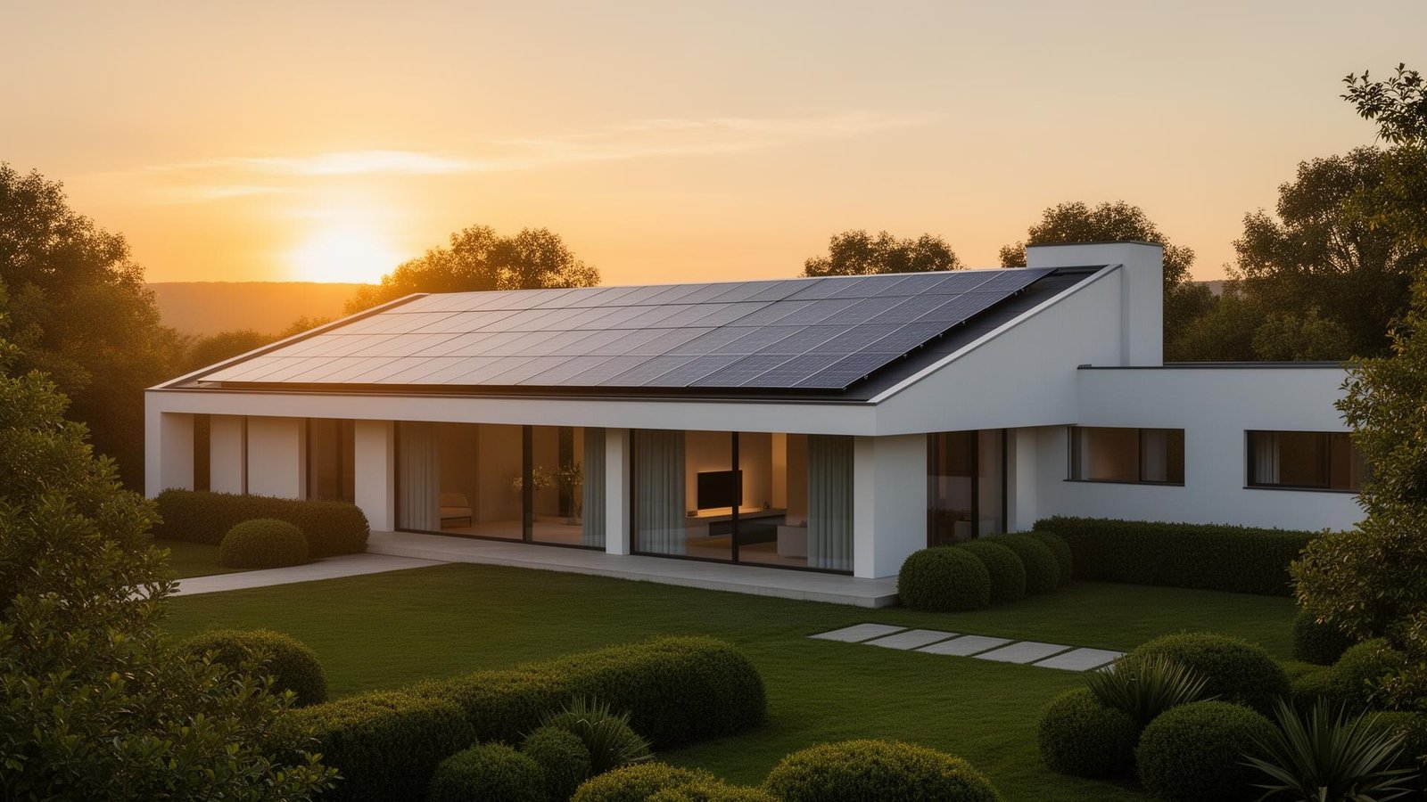 Modern luxury house featuring rooftop solar dynamic design
